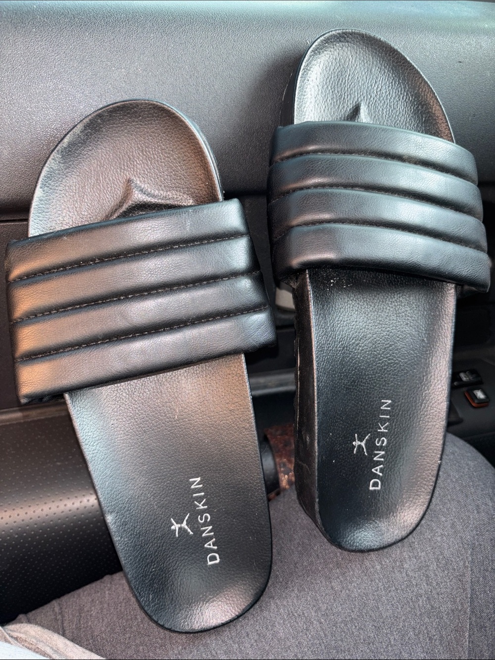 Danskin Black Padded Strap Slide Sandals